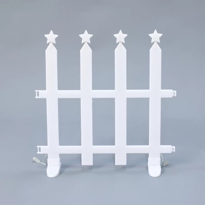 LuxenHome 8-Piece Light Show Star-Topped Fence Design Outdoor Decoration White 9 LuxenHome 8-Piece Light Show Star-Topped Fence Design Outdoor Decoration White - Image 9