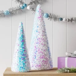 Christmas Sequins Cone Shape Tree Table Top Decor Iridescence Medium - Wondershopâ˘