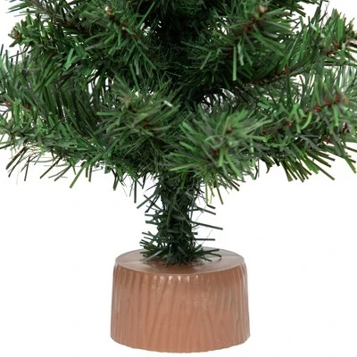 Northlight Mini Canadian Pine Artificial Christmas Tree With Faux Wood Base - 12" - Unlit 2 Northlight Mini Canadian Pine Artificial Christmas Tree With Faux Wood Base - 12" - Unlit - Image 2