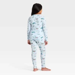 Kids' "Tis The Ski-son!" Cozy Knit Long Sleeve Shirt And Pants Holiday Matching Family Pajama Set - Wondershop⢠Blue