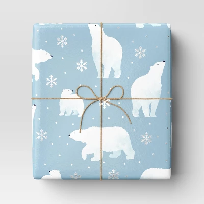 30” 25 Sq Ft Christmas Roll Wrap White Polar Bears On Blue - Wondershop™ 1 30” 25 Sq Ft Christmas Roll Wrap White Polar Bears On Blue - Wondershop™