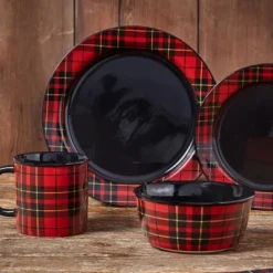 Park Designs Red Sportsman Plaid Salad Plate Set Of 4
