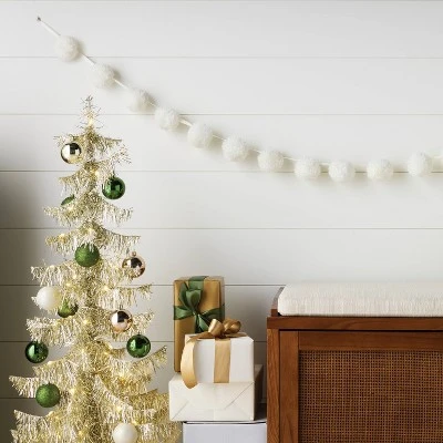 72" Christmas All White Poms Garland Ivory - Wondershop™ 1 72" Christmas All White Poms Garland Ivory - Wondershop™