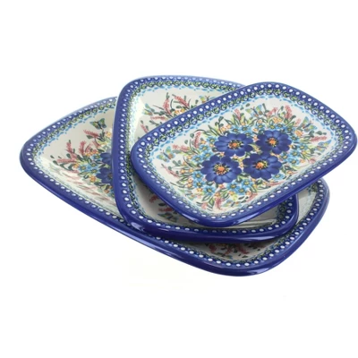 Blue Rose Polish Pottery 6200 Vena 3 Piece Rectangular Serving Set 6 Blue Rose Polish Pottery 6200 Vena 3 Piece Rectangular Serving Set - Image 6