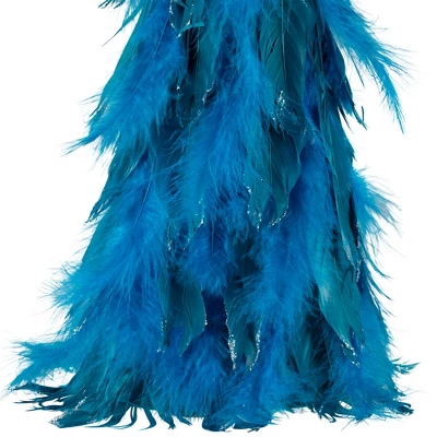 Northlight Small Two-Tone Layered Feathers Cone Tree Christmas Decoration - 16" - Turquoise 3 Northlight Small Two-Tone Layered Feathers Cone Tree Christmas Decoration - 16" - Turquoise - Image 3
