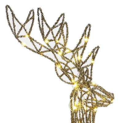 LuxenHome 3-Piece Gold Glitter Deer Family Outdoor Holiday Decoration With Lights Brown 8 LuxenHome 3-Piece Gold Glitter Deer Family Outdoor Holiday Decoration With Lights Brown - Image 8