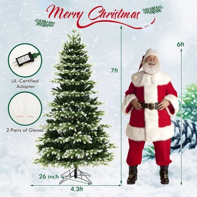 Costway 7 FT Pre-Lit Christmas Tree 3 Modes Hinged With Quick Power Connector & 500 Lights 2 Costway 7 FT Pre-Lit Christmas Tree 3 Modes Hinged With Quick Power Connector & 500 Lights - Image 2