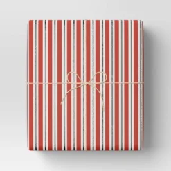 30â 20 Sq Ft Christmas Roll Wrap Red/White/Silver Stripes - Wondershopâ˘