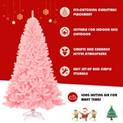 Costway 7.5Ft Hinged Artificial Christmas Tree Full Fir Tree New PVC W/ Metal Stand Pink 12 Costway 7.5Ft Hinged Artificial Christmas Tree Full Fir Tree New PVC W/ Metal Stand Pink -Northlight Sale Store GUEST a270bb87 ae28 41f4 a391 556e98a7e62b