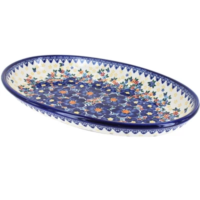 Blue Rose Polish Pottery 104 Vena Oval Platter 5 Blue Rose Polish Pottery 104 Vena Oval Platter - Image 5