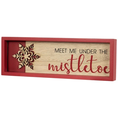 Northlight Framed "Meet Me Under The Mistletoe" Christmas Wall Decoration - 11.75" - Red 3 Northlight Framed "Meet Me Under The Mistletoe" Christmas Wall Decoration - 11.75" - Red - Image 3