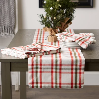 Design Imports Christmas Nutcracker Plaid Table Runner, Red/Green, 14X108" 1 Design Imports Christmas Nutcracker Plaid Table Runner, Red/Green, 14X108"