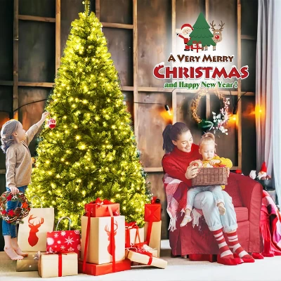 Costway 7Ft Prelit Christmas Tree, Hinged Xmas Tree With 500 Multi-Color, Warm White LED Lights, 1570 PVC Branch, 11 Lighting Modes, Metal Stand 5 Costway 7Ft Prelit Christmas Tree, Hinged Xmas Tree With 500 Multi-Color, Warm White LED Lights, 1570 PVC Branch, 11 Lighting Modes, Metal Stand - Image 5
