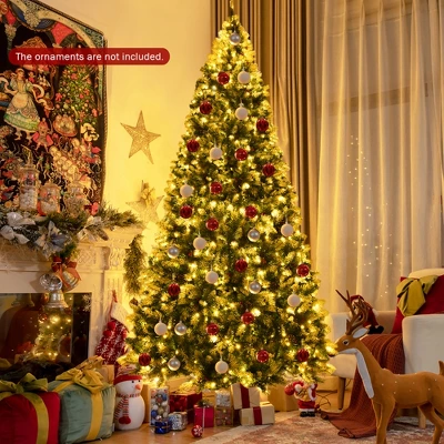 Costway 6ft7.5ft9ft Pre-lit Snowy Christmas Tree 81813982058 Tips W/ Pine Cones & Red Berries 12 Costway 6ft7.5ft9ft Pre-lit Snowy Christmas Tree 81813982058 Tips W/ Pine Cones & Red Berries - Image 12