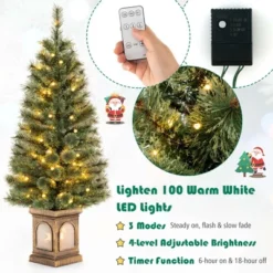Costway 4 FT Pre-Lit Potted Christmas Tree Pine Needles 3 Dynamic Modes Remote Control -Northlight Sale Store GUEST aa79e552 28bd 4c0a 9795 d32dda715601