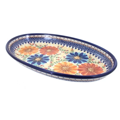 Blue Rose Polish Pottery 104 Vena Oval Platter 4 Blue Rose Polish Pottery 104 Vena Oval Platter - Image 4