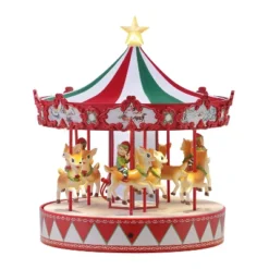 Mr. Christmas 14" Animated Vintage LED Carousel Musical Christmas Decoration