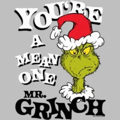 Junior's Dr. Seuss Christmas Grinch You're A Mean One Portrait T-Shirt