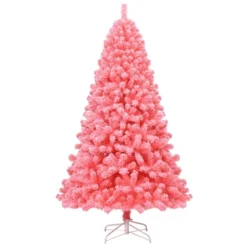Costway 4.5/6.5/7.5 Ft Snow Flocked Hinged Artificial Christmas Tree W/ Metal Stand Pink -Northlight Sale Store GUEST af3424d1 bd22 4421 b5fa 780eb65f7785
