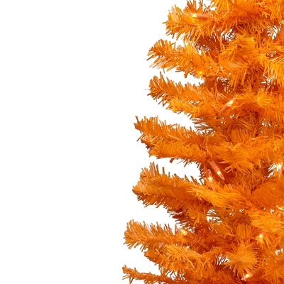 Northlight Pre-Lit Medium Artificial Pine Christmas Tree - 3' - Orange - Clear Lights 2 Northlight Pre-Lit Medium Artificial Pine Christmas Tree - 3' - Orange - Clear Lights - Image 2