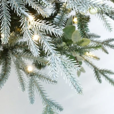 LuxenHome 7Ft Pre-Lit Green Artificial Fir Christmas Tree With Mistletoe Decorations And Metal Stand 2 LuxenHome 7Ft Pre-Lit Green Artificial Fir Christmas Tree With Mistletoe Decorations And Metal Stand - Image 2