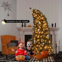 Costway 6/7 FT Artificial Halloween Christmas Tree With Bendable Top Section 726/1050 Branch Tips 260/340 Lights