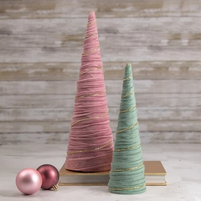 Northlight Twisted Cone Tree With Shiny Garland Christmas Decoration - 15.25" - Pink 1 Northlight Twisted Cone Tree With Shiny Garland Christmas Decoration - 15.25" - Pink