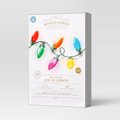 25ct LED C9 Classic Glow Indoor Outdoor Christmas String Lights With Green Wire - Wondershop™ 3 25ct LED C9 Classic Glow Indoor Outdoor Christmas String Lights With Green Wire - Wondershop™ - Image 3