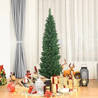 Costway 5'/6'/7'/8' /9' PVC Artificial Pencil Christmas Tree Slim Green 3 Costway 5'/6'/7'/8' /9' PVC Artificial Pencil Christmas Tree Slim Green - Image 3