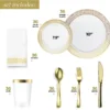 Chateau Fine Tableware 252-Piece White And Gold Plates, Napkins, Party Supplies, Dinnerware For Adults (36 Sets)