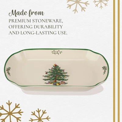 Spode Christmas Tree 11-Inch Rectangular Scalloped Tray, Stoneware Holiday Serving Platter - Festive Tableware - Dishwasher, Microwave, Freezer Safe 2 Spode Christmas Tree 11-Inch Rectangular Scalloped Tray, Stoneware Holiday Serving Platter - Festive Tableware - Dishwasher, Microwave, Freezer Safe - Image 2