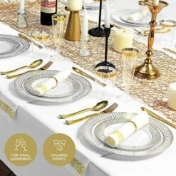 Chateau Fine Tableware 252-Piece White And Gold Plates, Napkins, Party Supplies, Dinnerware For Adults (36 Sets) 9 Chateau Fine Tableware 252-Piece White And Gold Plates, Napkins, Party Supplies, Dinnerware For Adults (36 Sets) -Northlight Sale Store GUEST b419ae60 84a4 4385 8dad 770de1ac339f
