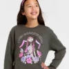 Disney Girls' The Nightmare Before Christmas Sally Fleece Crewneck Sweatshirt - Gray