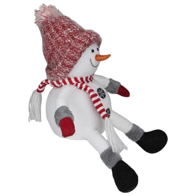 Northlight Sitting Winter Snowman Christmas Decoration - 16" - Red And White 2 Northlight Sitting Winter Snowman Christmas Decoration - 16" - Red And White - Image 2