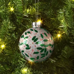 100mm Christmas Holly Leave Confetti Ball Ornament - Wondershopâ˘