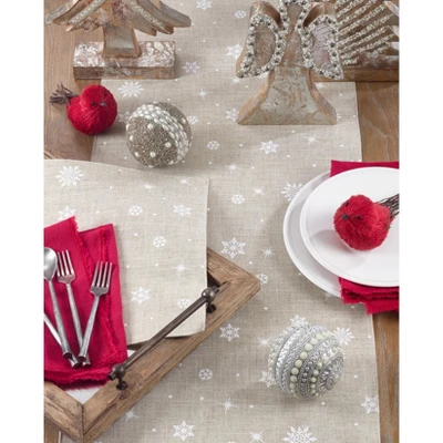 Saro Lifestyle Snowflake Christmas Table Runner 2 Saro Lifestyle Snowflake Christmas Table Runner - Image 2
