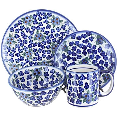 Blue Rose Polish Pottery WR Unikat Dinnerware (4 PC) 7 Blue Rose Polish Pottery WR Unikat Dinnerware (4 PC) - Image 7