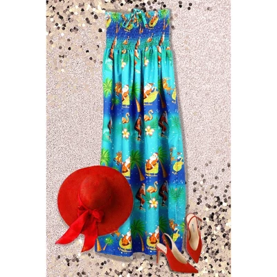 HAPPY BAY Women's A Line Slit Maxi Casual Beach Vacation Dress Tube Top Evening Long Strapless Christmas Holiday Dresses For Women L-XL Christmas Blue 5 HAPPY BAY Women's A Line Slit Maxi Casual Beach Vacation Dress Tube Top Evening Long Strapless Christmas Holiday Dresses For Women L-XL Christmas Blue - Image 5