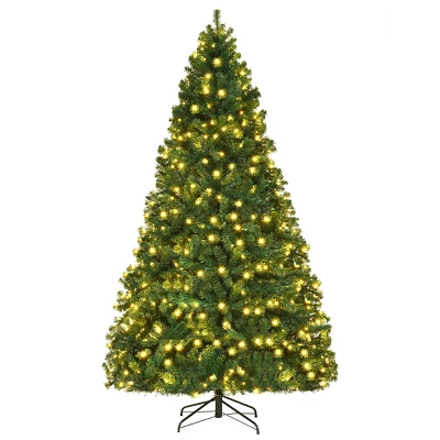 Costway 7Ft/7.5Ft/8Ft Pre-Lit PVC Christmas Tree Hinged 300/400/430 Lights 12 Costway 7Ft/7.5Ft/8Ft Pre-Lit PVC Christmas Tree Hinged 300/400/430 Lights - Image 12