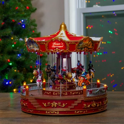Northlight 14" LED Lighted Animated And Musical Carousel Christmas Decoration 1 Northlight 14" LED Lighted Animated And Musical Carousel Christmas Decoration
