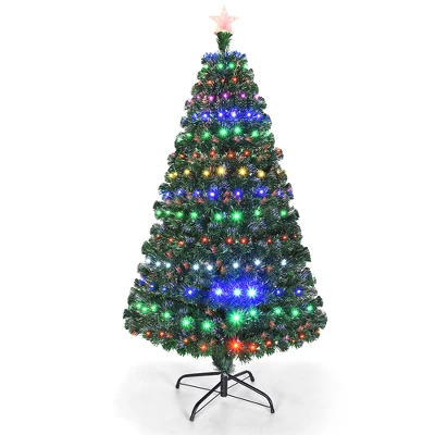 Costway 5'/6'/7'Pre-Lit Fiber Optic Christmas Tree Multicolor Lights 9 Costway 5'/6'/7'Pre-Lit Fiber Optic Christmas Tree Multicolor Lights - Image 9
