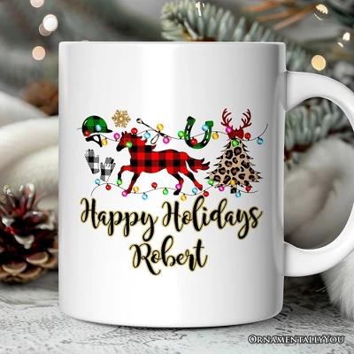 Horse Buffalo Plaid Christmas Mug, Equestrian Gift (Non-Custom Only)| OrnamentallyYou 4 Horse Buffalo Plaid Christmas Mug, Equestrian Gift (Non-Custom Only)| OrnamentallyYou - Image 4