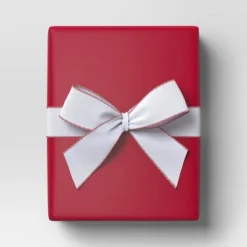 30' Christmas Fabric Ribbon White With Red Edge - Wondershopâ˘