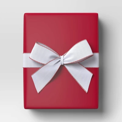 30' Christmas Fabric Ribbon White With Red Edge - Wondershop™ 1 30' Christmas Fabric Ribbon White With Red Edge - Wondershop™