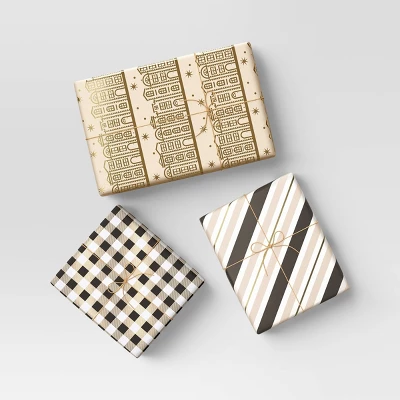 30" 3pk Christmas Premium Wrap Pack Neutral Metallics - Wondershop™ 1 30" 3pk Christmas Premium Wrap Pack Neutral Metallics - Wondershop™