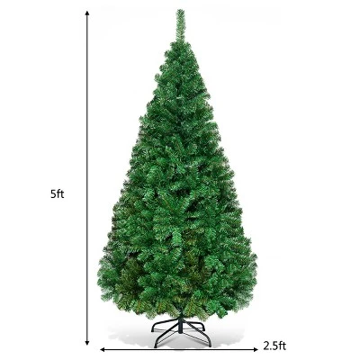 Costway 5Ft/6Ft/7Ft/8Ft Artificial PVC Christmas Tree W/Stand Holiday Season Indoor Outdoor Green 9 Costway 5Ft/6Ft/7Ft/8Ft Artificial PVC Christmas Tree W/Stand Holiday Season Indoor Outdoor Green - Image 9