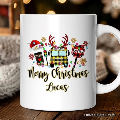 School Bus Driver Buffalo Plaid Christmas Mug Gift (Non-Custom Only)| OrnamentallyYou 4 School Bus Driver Buffalo Plaid Christmas Mug Gift (Non-Custom Only)| OrnamentallyYou - Image 4