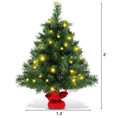 Costway 2 FT Pre-Lit Tabletop Fir Artifical Christmas Tree Led Lights 3 Costway 2 FT Pre-Lit Tabletop Fir Artifical Christmas Tree Led Lights - Image 3