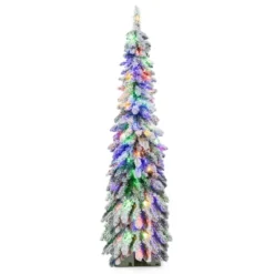 Costway 4 FT/5FT/6FT Pre-Lit Slim Christmas Tree Flocked Xmas Decoration 11 Modes 100 LED Lights -Northlight Sale Store GUEST bc597454 51fc 4832 9dd5 cd0173716c62