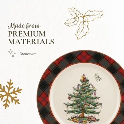 Spode Christmas Tree Tartan 12" Buffet Plate - Classic Christmas Design With Tartan Border - Dishwasher, Microwave, Freezer Safe 3 Spode Christmas Tree Tartan 12" Buffet Plate - Classic Christmas Design With Tartan Border - Dishwasher, Microwave, Freezer Safe - Image 3